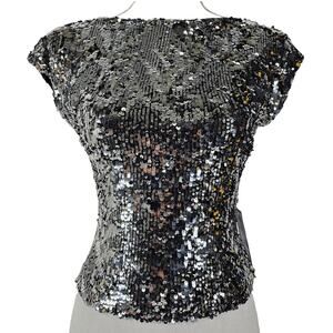 PREMIER AMOUR WOMEN’S SEQUIN SLEEVELESS OPEN BACK TOP SIZE XS – GLAMOROUS & CHIC